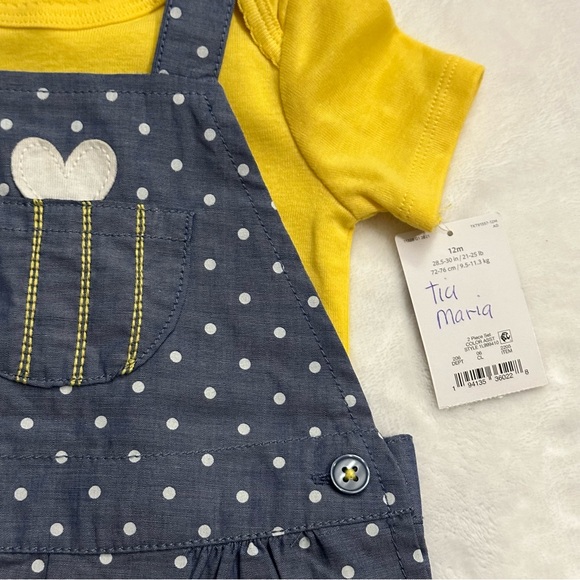 2/$20 Carters Polka Dot Heart Overall Dress Set, 12m - Picture 4 of 5